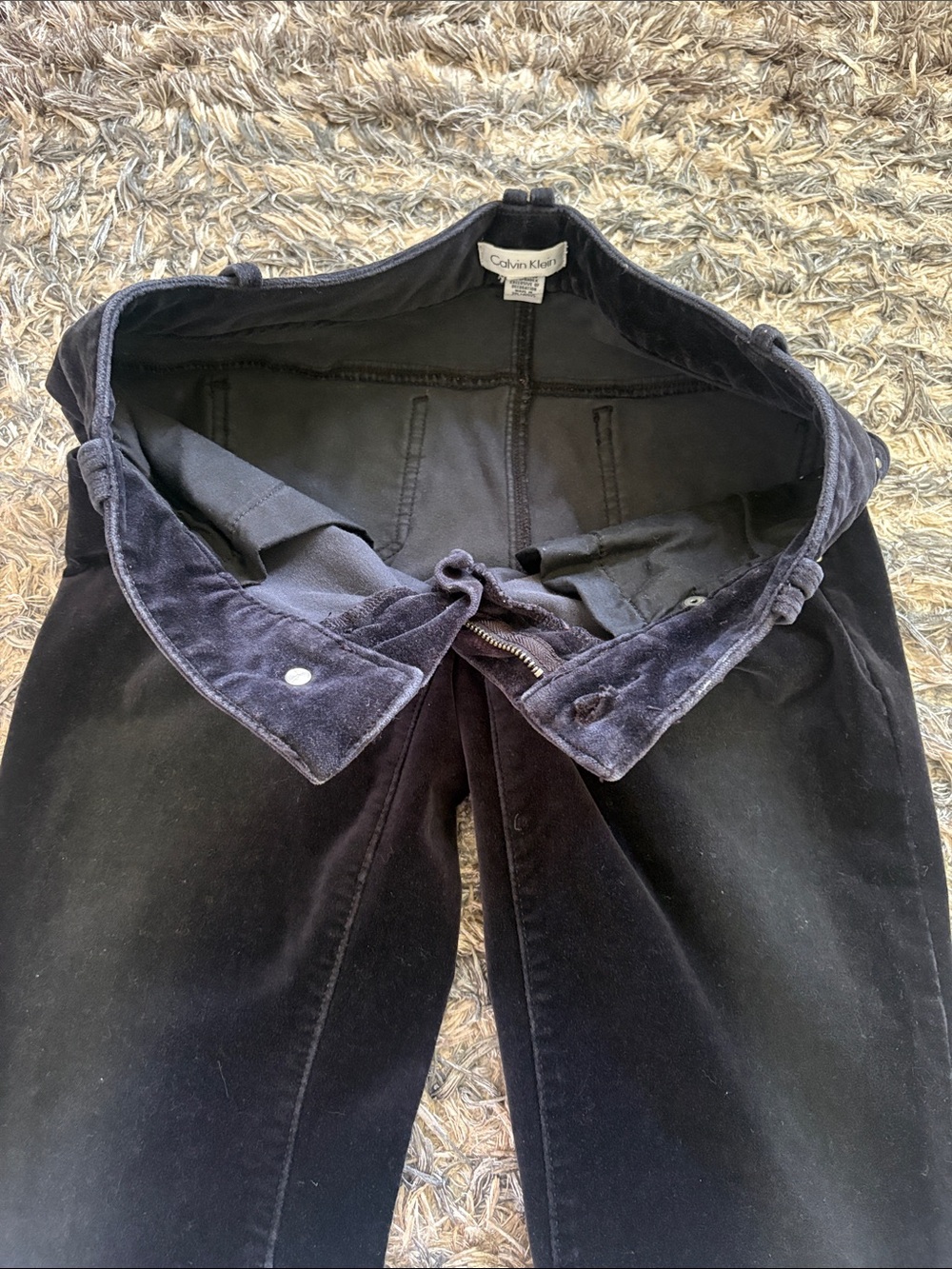 Calvin Klein Black Velvet Women's Slim Pants Size 2 - Picture 6 of 9